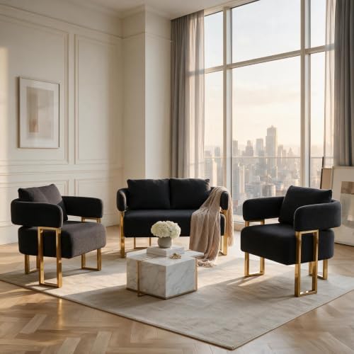 YISHENG Loveseat Sofa and 2 Accent Chairs, Comfy 3 Piece Sofa Couch - Image 6