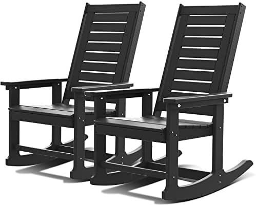 GREENVINES Oversized Outdoor Rocking Chairs Set of 2, HDPE Rocker by GreenVines