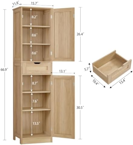 Iwell 66.9" Tall Bathroom Storage Cabinet - Image 3
