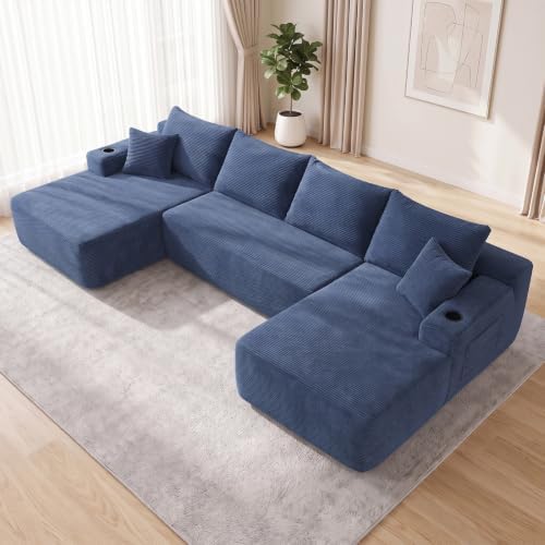 Yafylly 126" U Shaped Boneless Sectional Couch by Yafylly