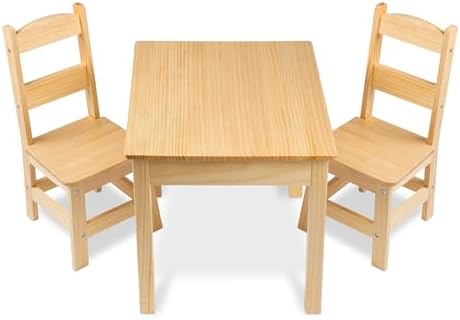 Melissa & Doug Solid Wood Table and 2 Chairs Playroom Furniture by Unknown
