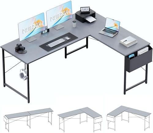 Pamray 64.5 Inch Reversible L Shaped Gaming Desk Large Corner Computer Desk - Image 4