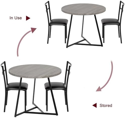 3-Piece Dining Table Set for 2, Small Round Dining Set - Image 5