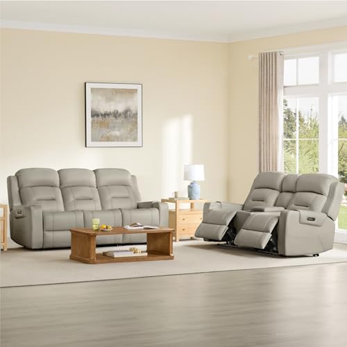 Watson & Whitely Genuine Leather Power Reclining Sofa & Loveseat Set by WatsonWhitely