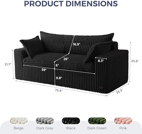 MAXYOYO Boneless Couch, 76-Inch Couch in a Box, Oversized 3-Seater Sofa - Image 2