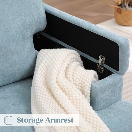 Modern Accent Chairs with Storage Armrest, Upholstered Reading Living Room - Image 3