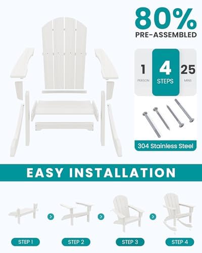 SERWALL Outdoor HDPE Adirondack Rocking Chairs - Image 6