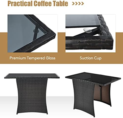 Tangkula 3 Pieces Patio Dining Set, Space-Saving PE Rattan Bistro Set - Image 7
