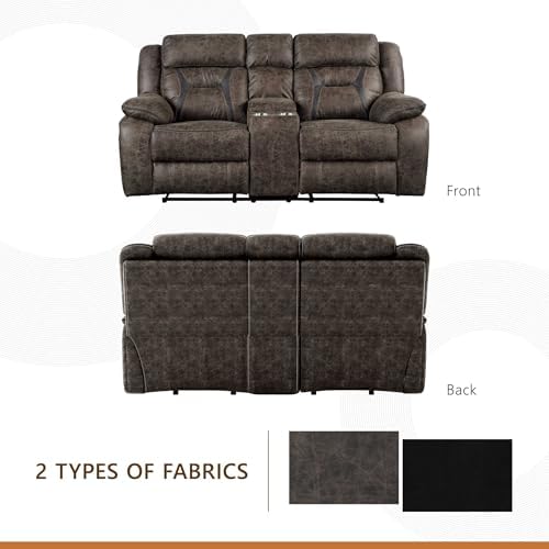 Homelegance Reclining Loveseat, Polished Microfiber Manual Double Recliner - Image 4