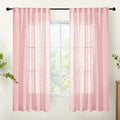 Light Pink Linen Semi Sheer Curtains 63 Inch Length by YoungsTex