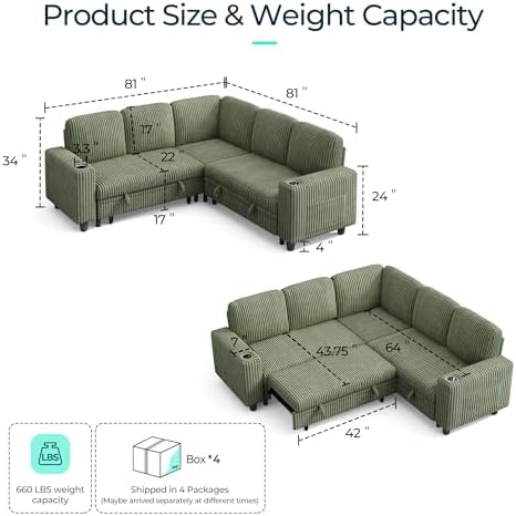 LINSY HOME 81" Modular Sectional Couch - Image 2