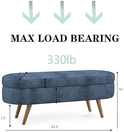 43.5" Ottoman with Storage, Storage Ottoman Bench with Safety Hinge, Bed End - Image 2