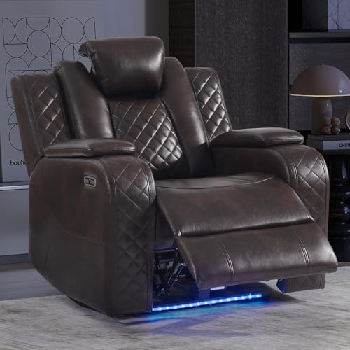 CANMOV Faux Leather Power Home Theater Seating, Movie Single Reclining Sofa by CANMOV