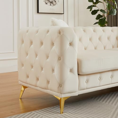 KEIKI 61" Luxury Oversized Velvet Chesterfield Sofa - Image 5