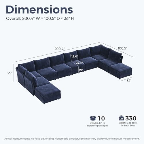 ABCASA 200.4" Oversized Modular Sectional Sofa, U Shaped Convertible Couch - Image 2