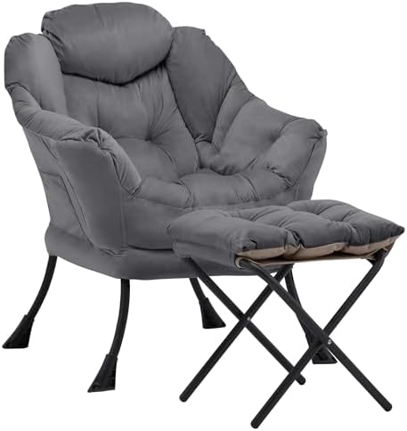 Lazy Chair with Ottoman, Dark Grey by Aunekiv