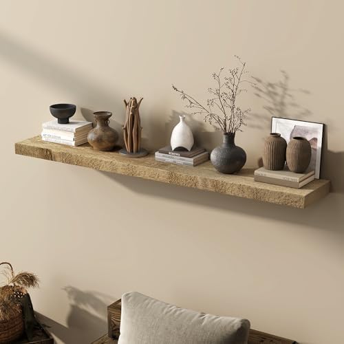 Acovy 55" Unfinished Solid Reclaimed Wood Floating Shelves, Rustic Heavy-Duty - Image 2