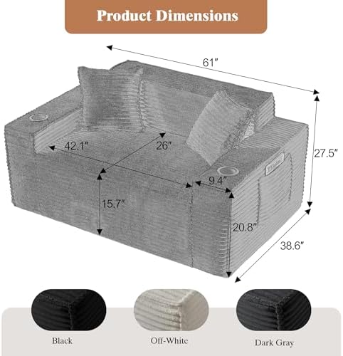 2 Piece Set Comfy Boneless Sofa Couch - Image 4