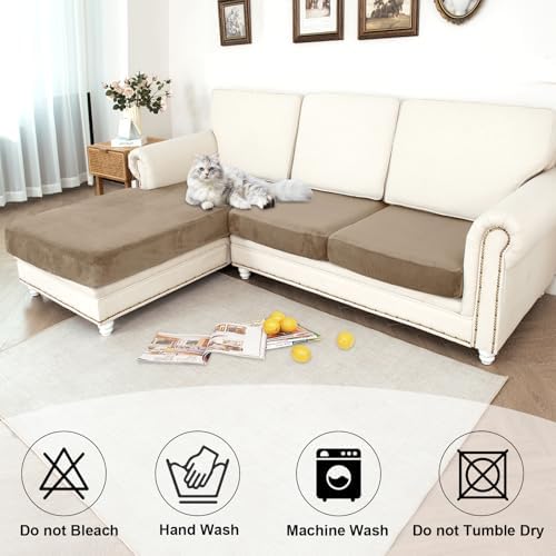 NAISI Waterproof Couch Cushion Covers Thick Velvet Fabric Washable Sofa - Image 6