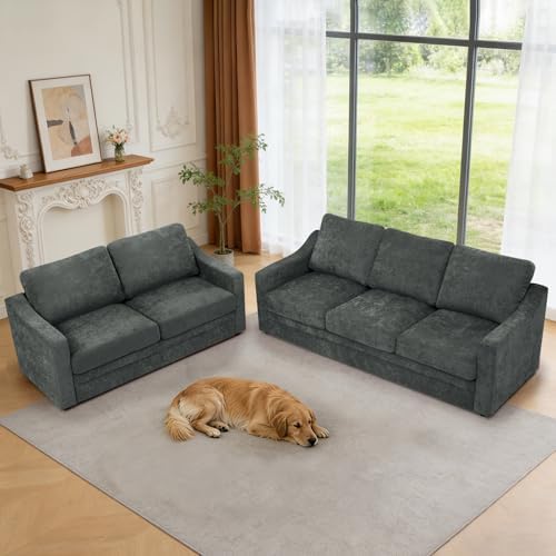 2 Pieces Chenille Sofa Set w/Soft Back Cushion - Image 6