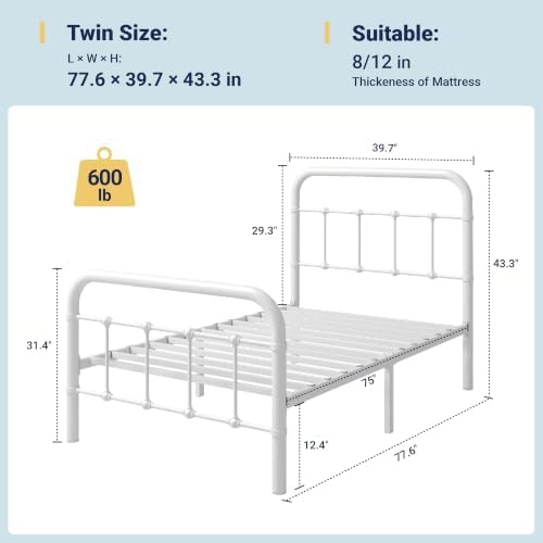 Allewie Twin Metal Bed Frame - Image 2