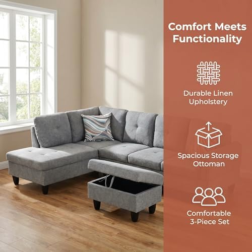 3-Piece L-Shaped Modular Leather Sofa – Convertible Sectional Couch - Image 4
