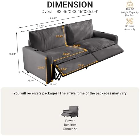 83.46" Power Reclining Sofa - Image 2