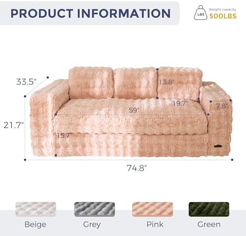 MAXYOYO Loveseat Sofa Couch, Upholstered Bean Bag Chair Cloud Seat - Image 2