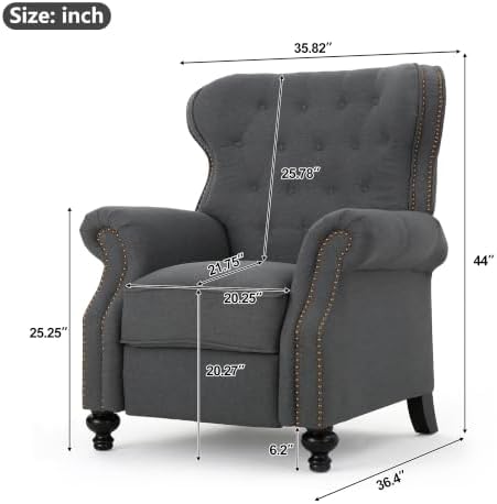 Christopher Knight Home Momo Wingback Recliner Chair, Upholstered Manual Push - Image 2