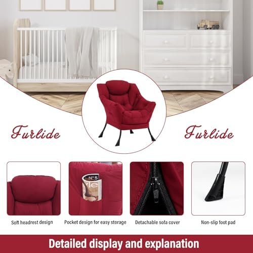 Furlide Lazy Chair with Ottoman, Soft Comfy Chair - Image 4