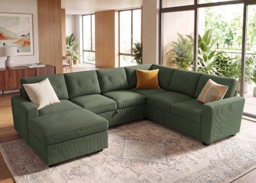 HONBAY Corduroy Sectional Sleeper Sofa - Image 3