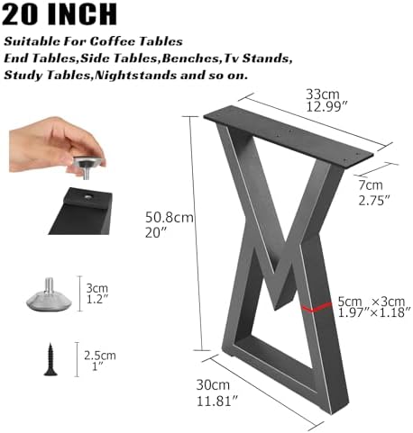 20 Inch Metal Coffee Table Legs, Diamond Shape End & Side Table Feets Heavy - Image 4