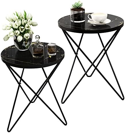 HLR Modern Round Side Table Set of 2, End Table by HomeDeservesaRelaxLiving