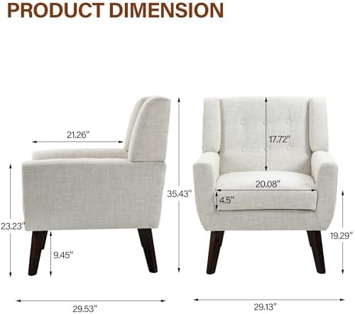 Accent Chair, Upholstered Armchair in Linen - Image 2