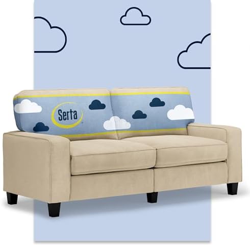 Serta Palisades 73" Track Arm Sofa, Easy Care Polyester, Soft Pillow Back by Serta
