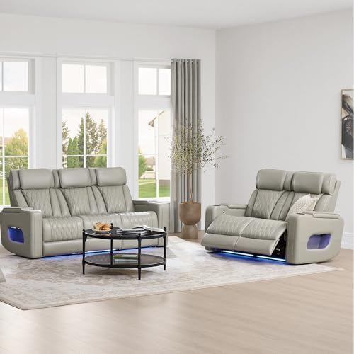 Watson & Whitely Genuine Leather Power Reclining Sofa & Loveseat Set by WatsonWhitely