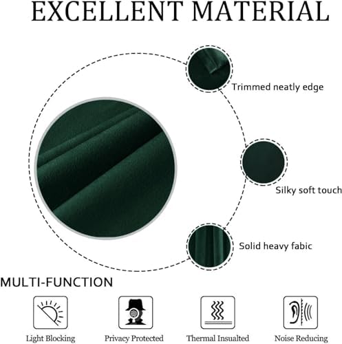 SMILETIME Emerald Green Velvet Curtains 52"x96" Grommet 4 Panels - Image 6