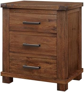 LUMISOL Rustic 3-Drawer Nightstand, Solid Wood Side Table - Image 5