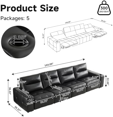 Power Recliner Genuine Leather Sofa Wall Hugger - Image 2