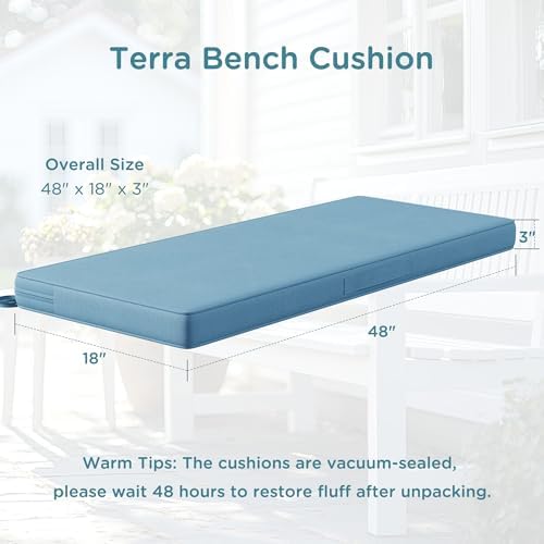 Codi Outdoor Bench Cushion for Patio Furniture, Teal Blue - Image 2
