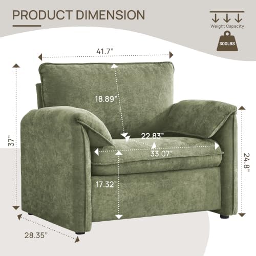 Oversized Accent Chair Set of 2, Comfy Reading Chair - Image 2