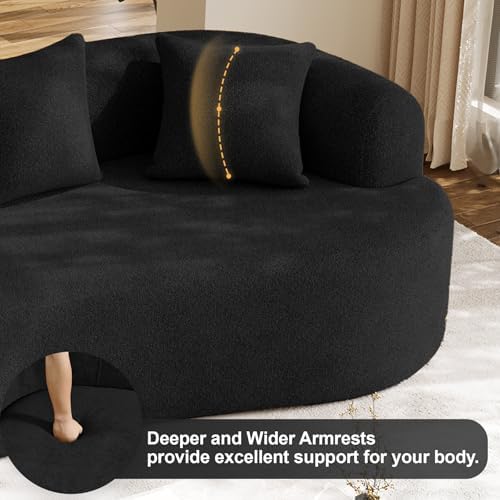 Modern Curved Couch, Oversized 4 Seater Boneless Chenille Sofa - Image 6