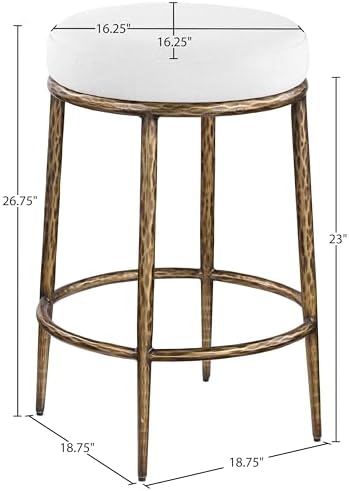 Meridian Furniture Ferro White Linen Textured Performance Fabric Counter Stool - Image 3