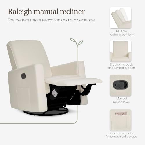 Evolur Raleigh Plus Nursery Glider Recliner, Plush Ivory - Image 6