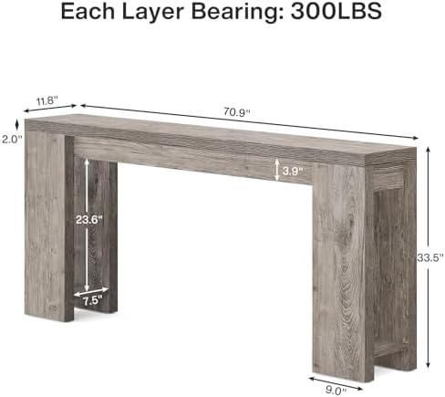Tribesigns 70.9-Inch Extra Long Console Table, Farmhouse Wood Sofa Table Behind - Image 2