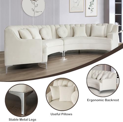 Legend Vansen Semicircle Modular Curved Velvet Sectional Sofa, 141.34”Oversized - Image 4
