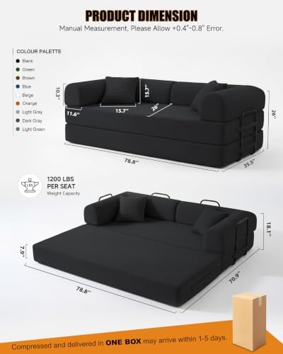 79" Sofa Bed, Convertible Futon Sofa, Boneless Couches - Image 2
