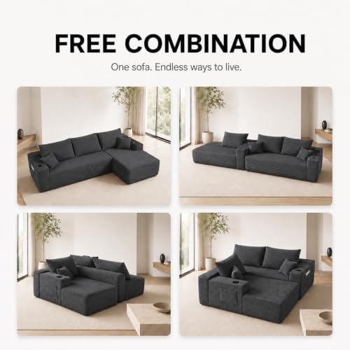 108 inch Boneless Couch, Modular L-Shaped Cloud Sectional Sofa - Image 6