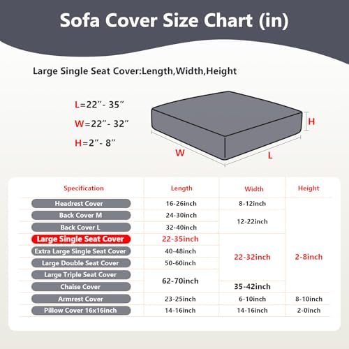 Yoovat Couch Cushion Covers for Sofa Couch Covers Wear-Resistant Universal Sofa - Image 4