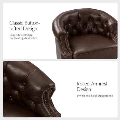 HULALA HOME Leather Swivel Accent Chairs Set of 2 - Image 6